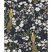 Floral peacock behang