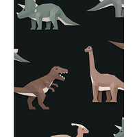 Dinosaurus behang donkerblauw
