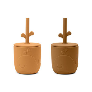 Done by Deer Peekaboo straw cup set mosterd wally