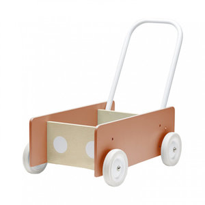 Kids Concept Houten loopwagen roze/oranje