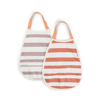 Pull-over bib 2-pack Stripes (papaya-powder)