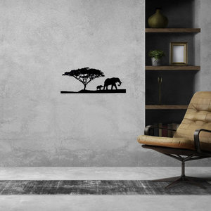 Casa Sentir Wanddecoratie - Olifant boom - Zwart