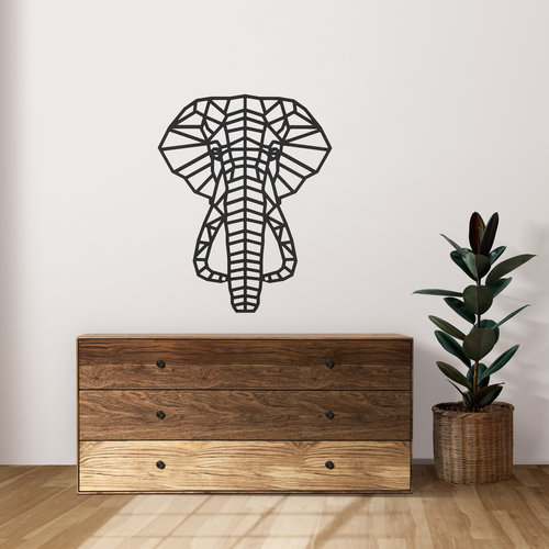 Casa Sentir Wanddecoratie - Geometrische Olifant Zwart