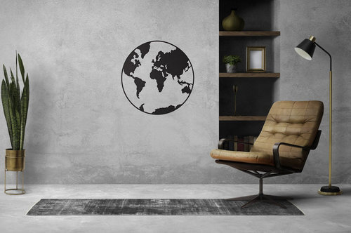 Casa Sentir Wanddecoratie - Wereldbol - Zwart