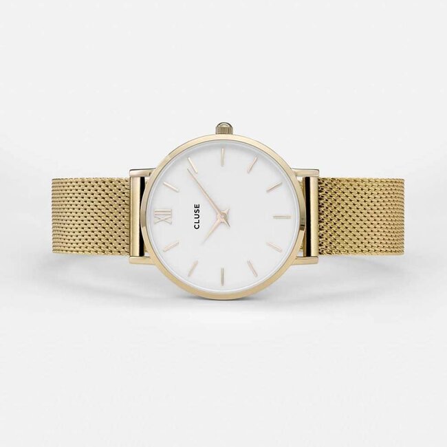 Cluse Uurwerk Minuit Mesh gold/white