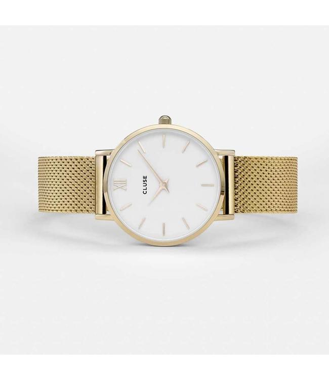 Cluse Uurwerk Minuit Mesh gold/white