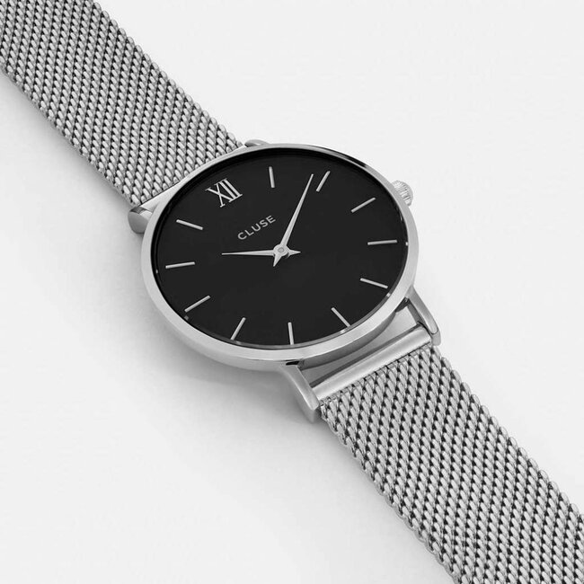 Cluse Uurwerk Minuit Mesh silver/black