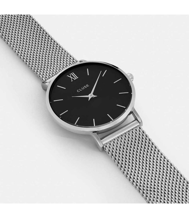 Cluse Uurwerk Minuit Mesh silver/black