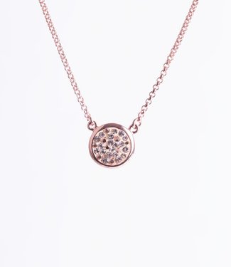 Phantasya Halsketting Crystal Round Drop Rosegold