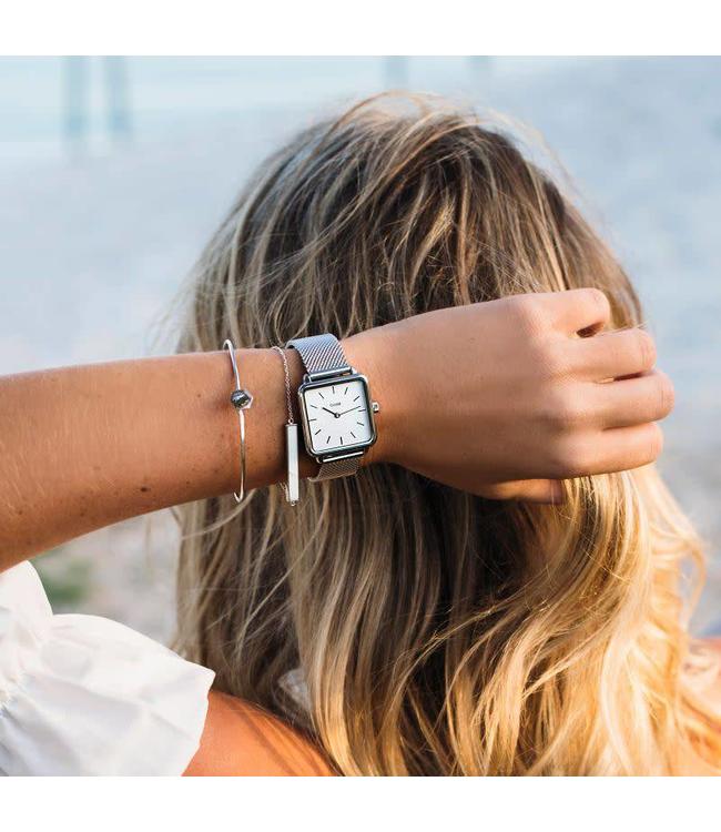 Cluse Uurwerk La Garçonne Silver Mesh/white