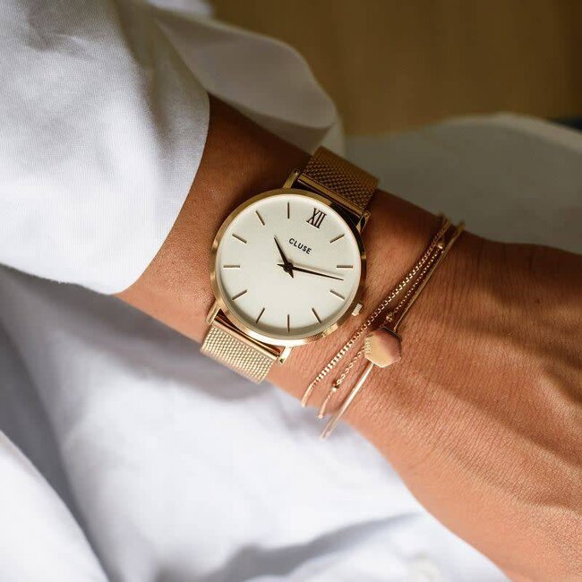 Cluse Uurwerkbandje  Minuit strap mesh rose gold