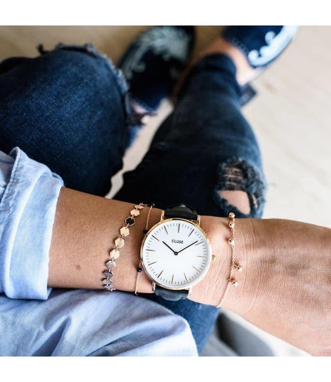 Cluse Uurwerkbandje Boho Chic strap black/rose gold