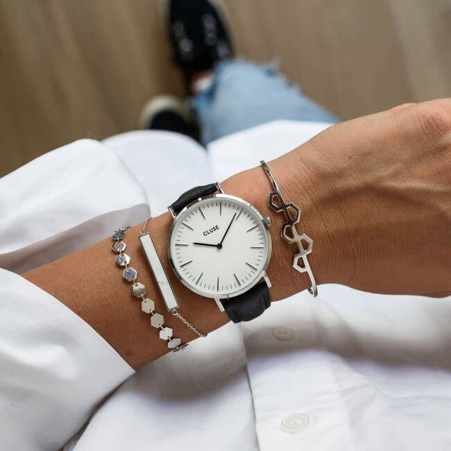 Cluse Uurwerkbandje Boho Chic Strap Black/Silver