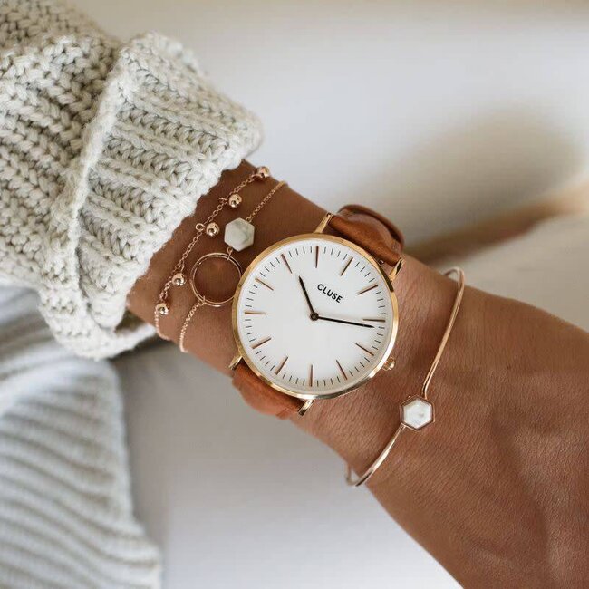 Cluse Uurwerkbandje Boho Chic Strap Caramel/Rose