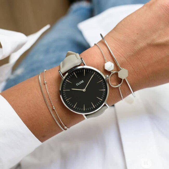 Cluse Uurwerkbandje Boho Chic strap grey/silver