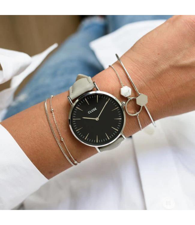 Cluse Uurwerkbandje Boho Chic strap grey/silver