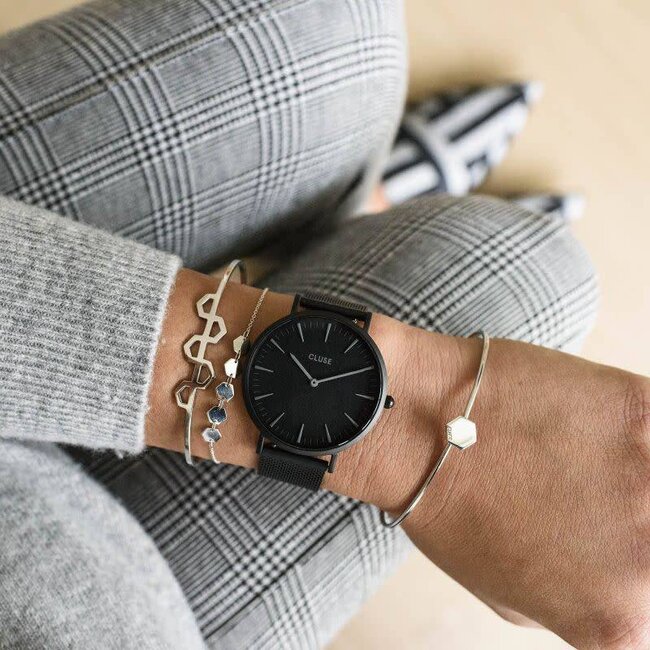 Cluse Uurwerkbandje Boho Chic strap mesh black
