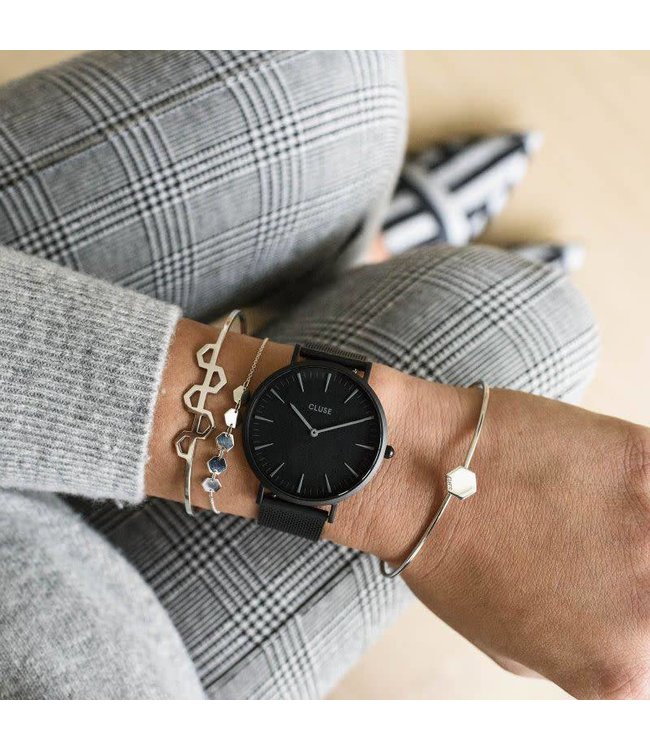 Cluse Uurwerkbandje Boho Chic strap mesh black