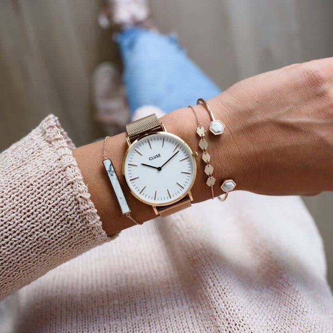 Cluse Uurwerkbandje Boho Chic Strap Mesh Rose