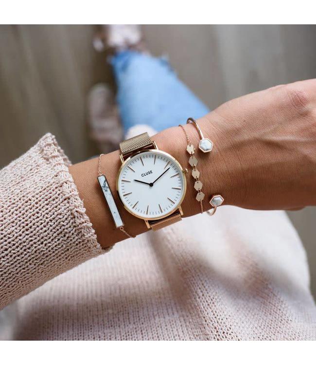 Cluse Uurwerkbandje Boho Chic Strap Mesh Rose