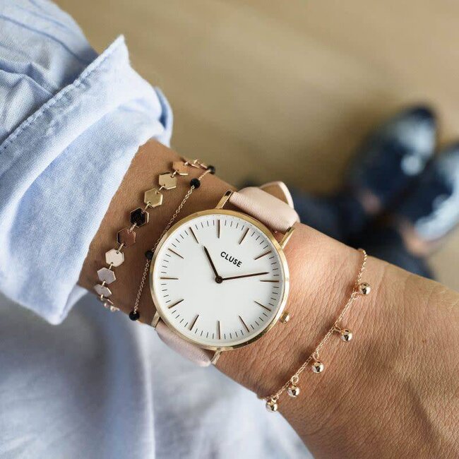 Cluse Uurwerkbandje Boho Chic strap pink/rose gold