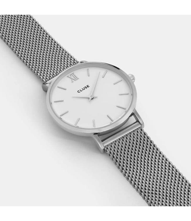 Cluse Uurwerk Minuit Mesh Silver/White