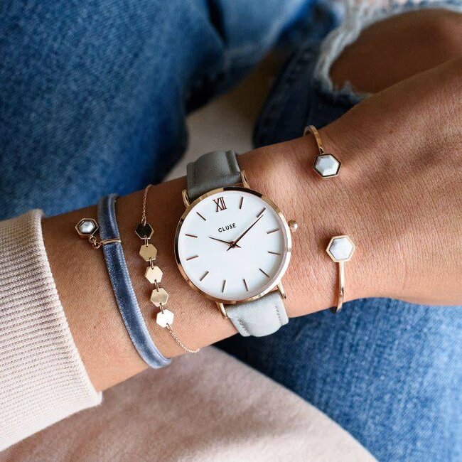 Cluse Uurwerkbandje Minuit grey/silver