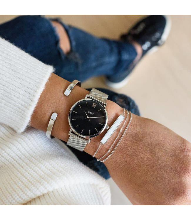 Cluse Uurwerkbandje Minuit Strap Mesh Silver