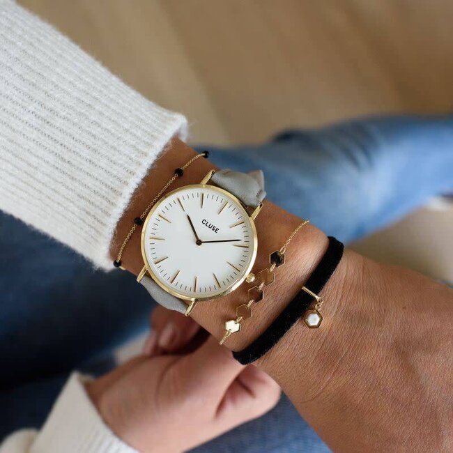 Cluse Uurwerkbandje Boho Chic strap grey/gold