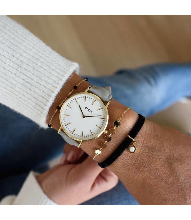 Cluse Uurwerkbandje Boho Chic strap grey/gold
