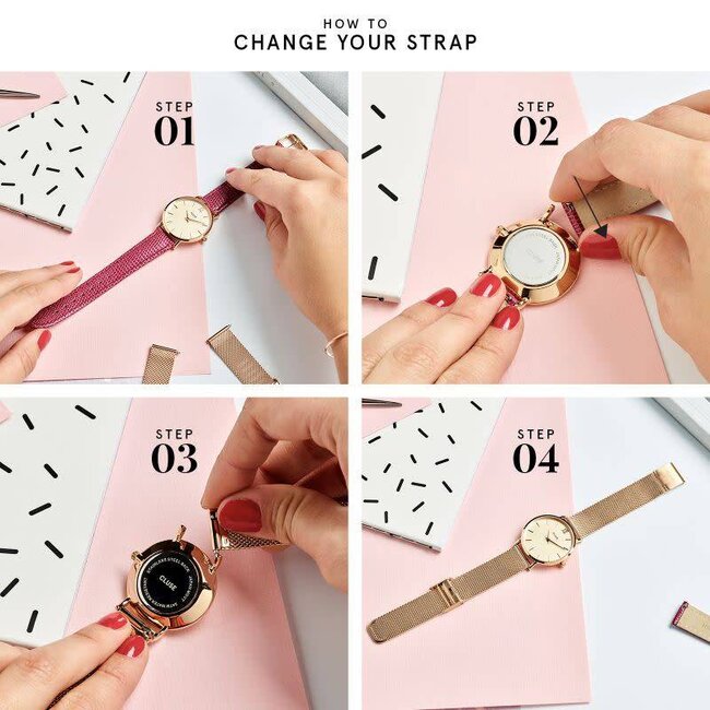 Cluse Uurwerkbandje Boho Chic White/Rosegold