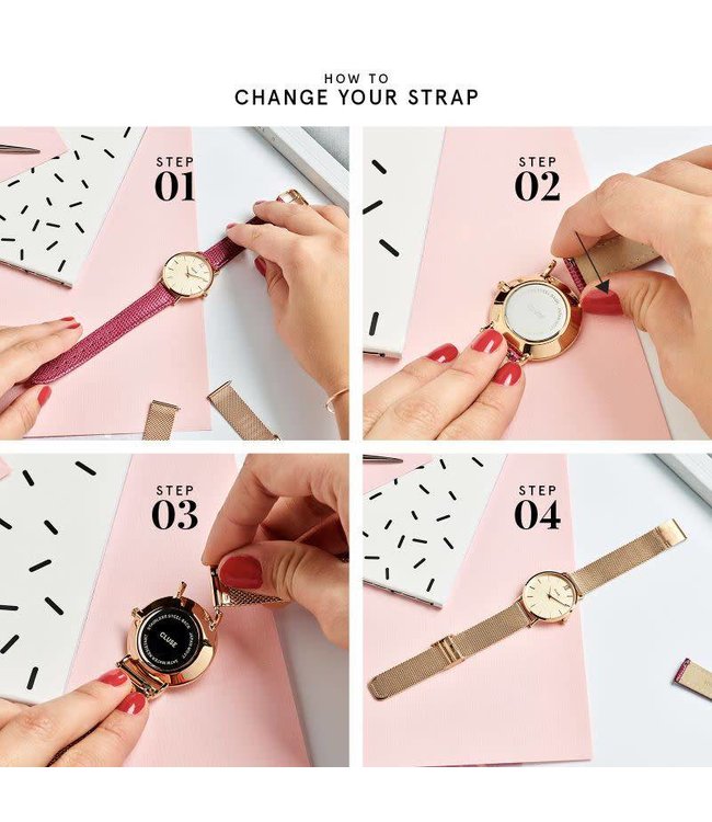 Cluse Uurwerkbandje Boho Chic White/Rosegold
