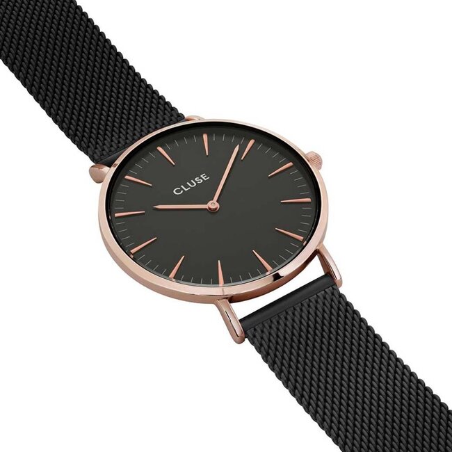 Cluse Cluse - Uurwerk Boho Chic Mesh Rosegold black/black