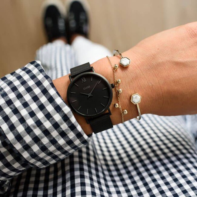 Cluse Uurwerkbandje Minuit Mesh/Black