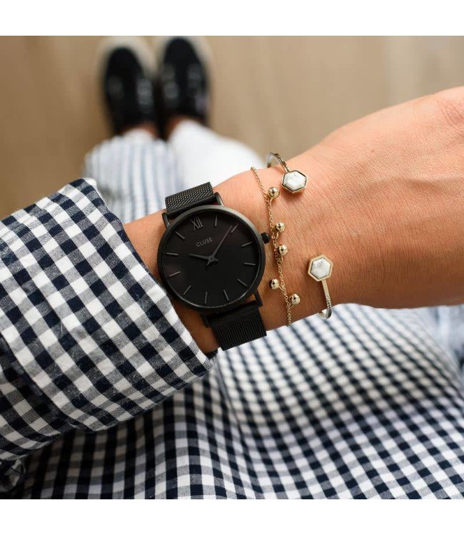 Cluse Uurwerkbandje Minuit Strap Mesh Black