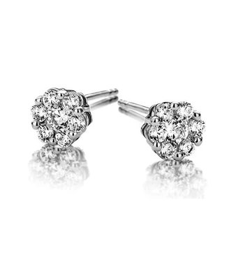 Silver Rose Boucles d'oreilles Zirconia Flower