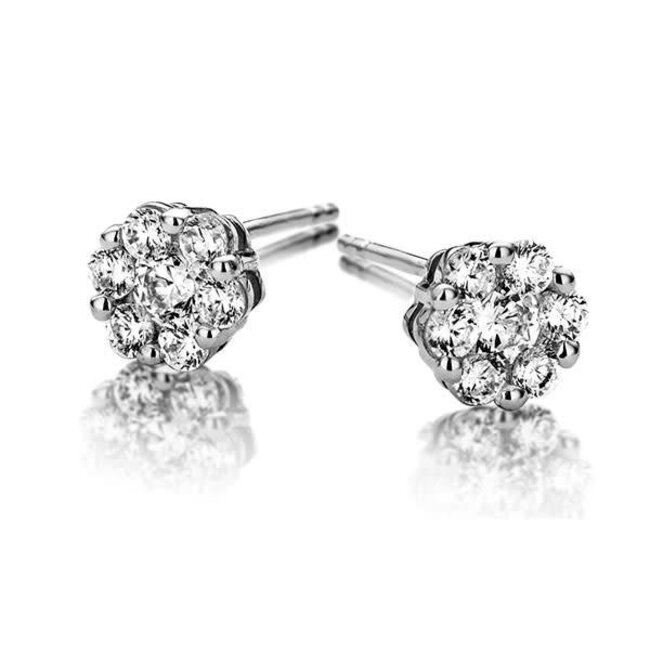 Silver Rose Oorbel Zirconia Flower