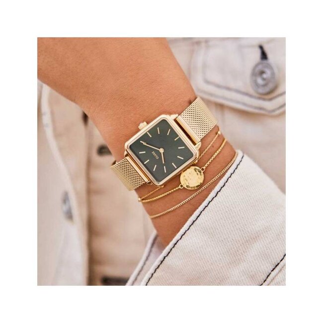 Cluse Cluse - Uurwerk Tétragone Mesh gold/forest green