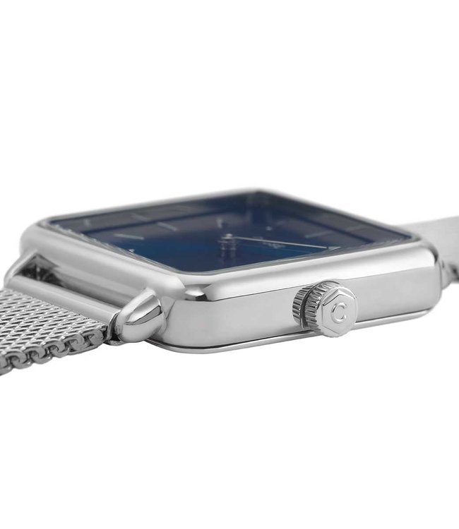 Cluse Uurwerk La Tétragone Mesh Silver/Marine Blue