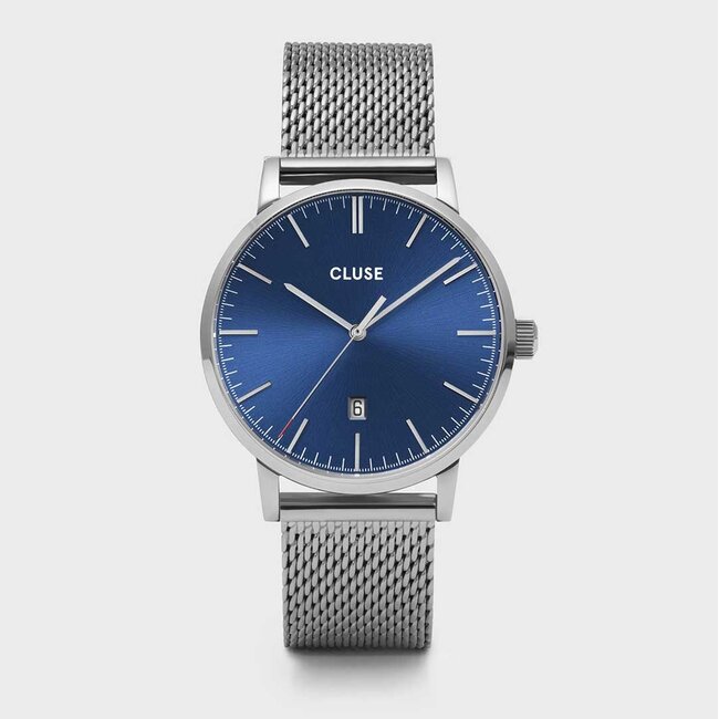 Cluse Uurwerk Aravis mesh, silver dark blue/silver