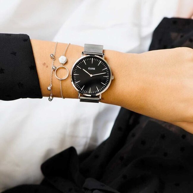 Cluse Uurwerk Boho Chic Mesh silver/black