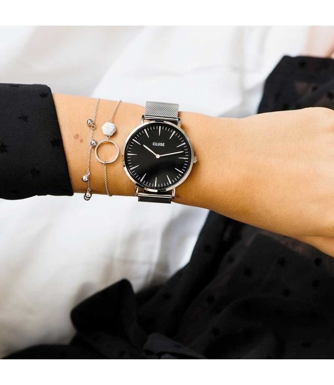 Cluse Uurwerk Boho Chic Mesh silver/black