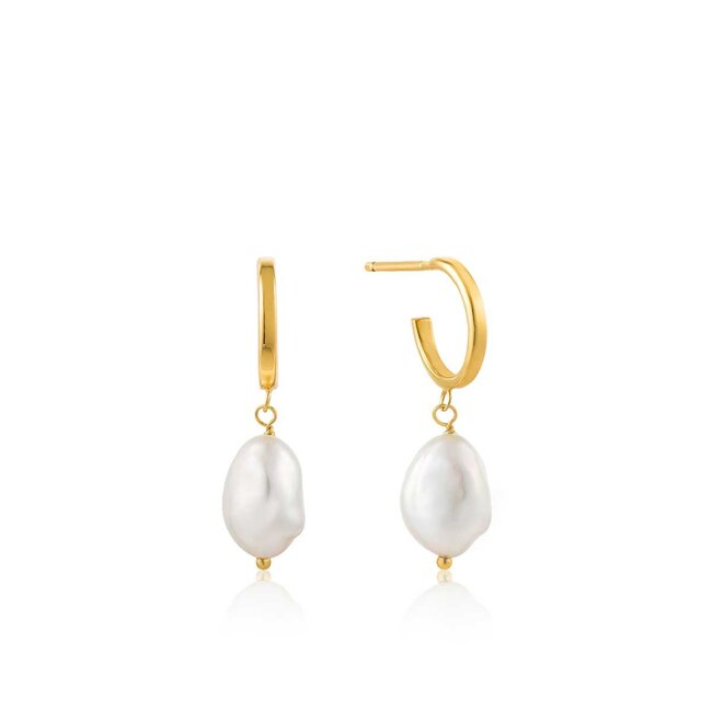 Ania Haie Oorring Pearl mini hoop gold