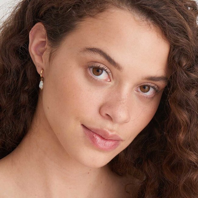 Ania Haie Oorring Pearl mini hoop gold