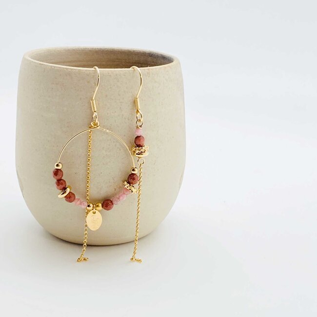 Murielle Perrotti Oorring Mathilde Pink/Brown goldstone