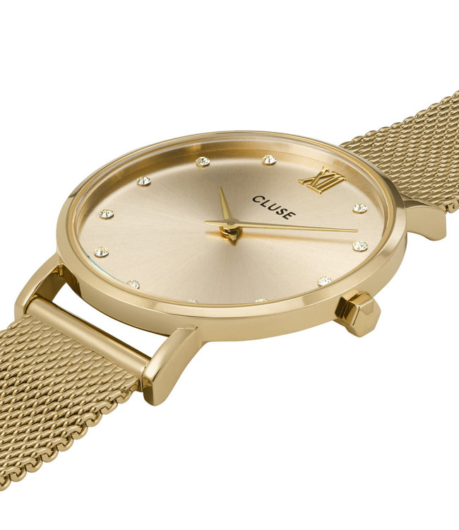 Cluse Cluse - Uurwerk Minuit mesh crystal gold