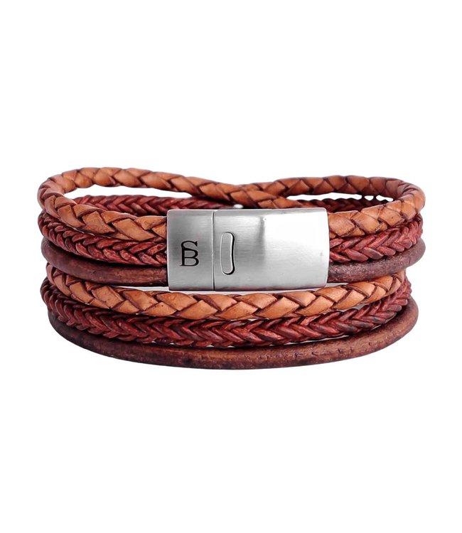 Steel & Barnett Leather Bracelet Bonacci Caramel  M