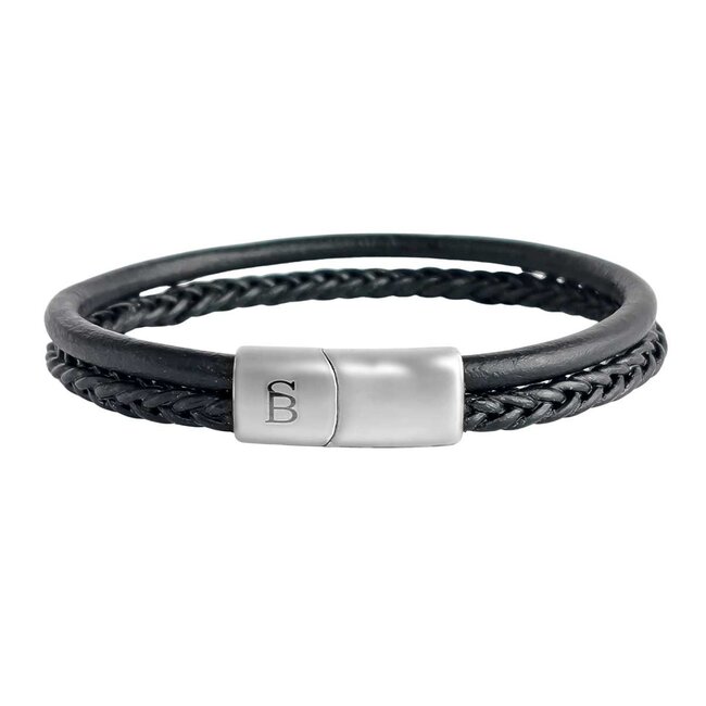 Steel & Barnett Leather Bracelet Denby Black M