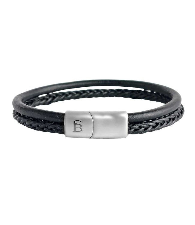 Steel & Barnett Leather Bracelet Denby Black M