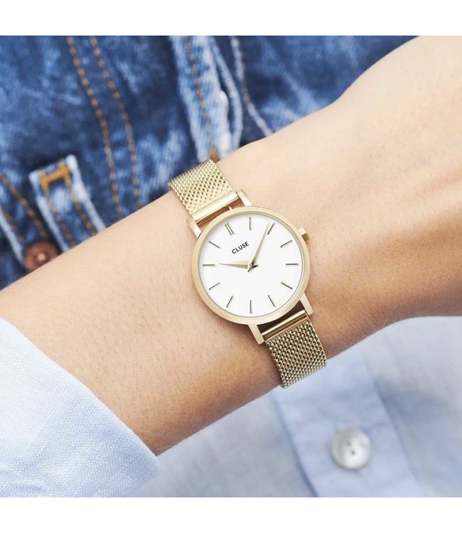 Cluse Uurwerk Boho chic petit mesh gold/white gold